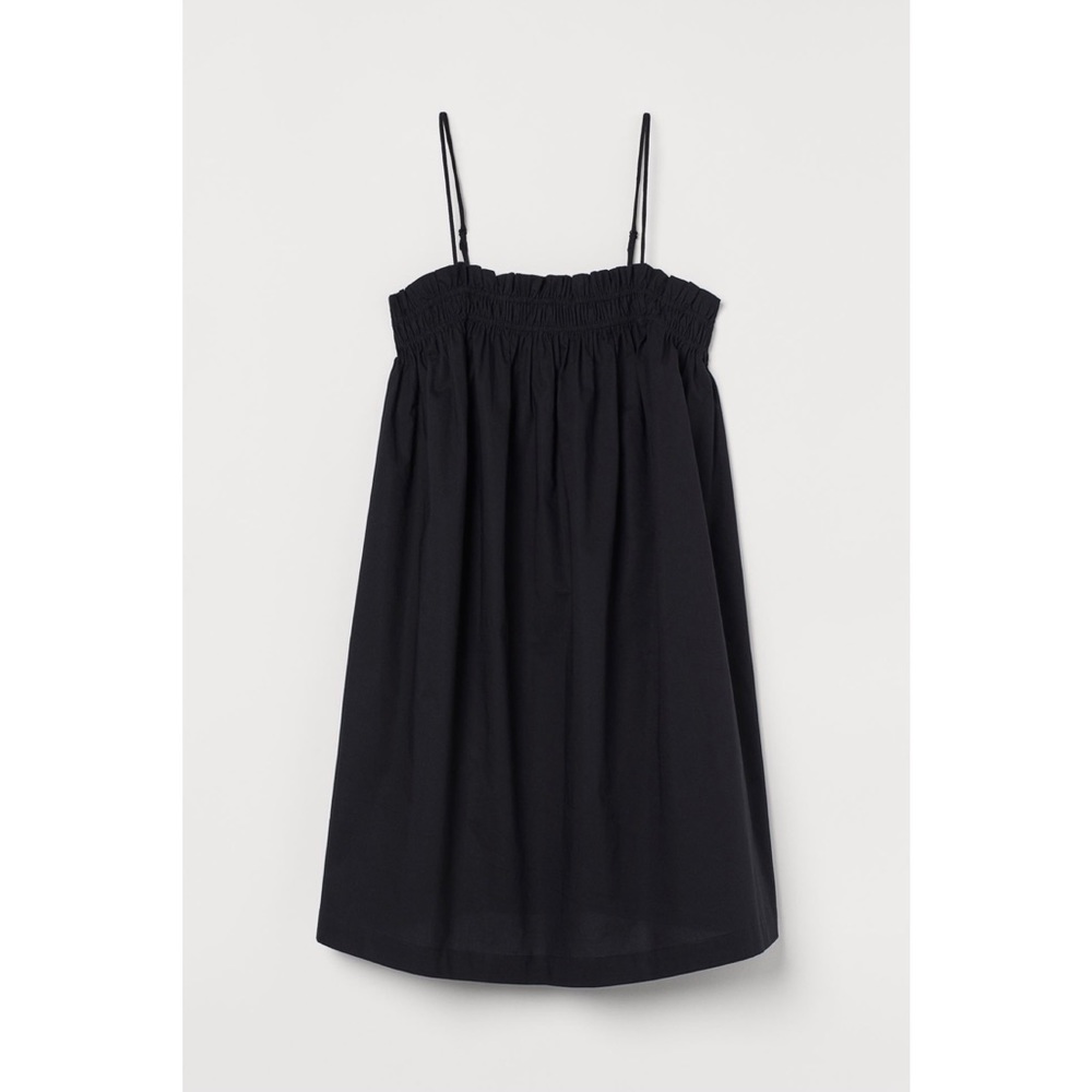 H&M Short Flared Cotton Dress XS Black